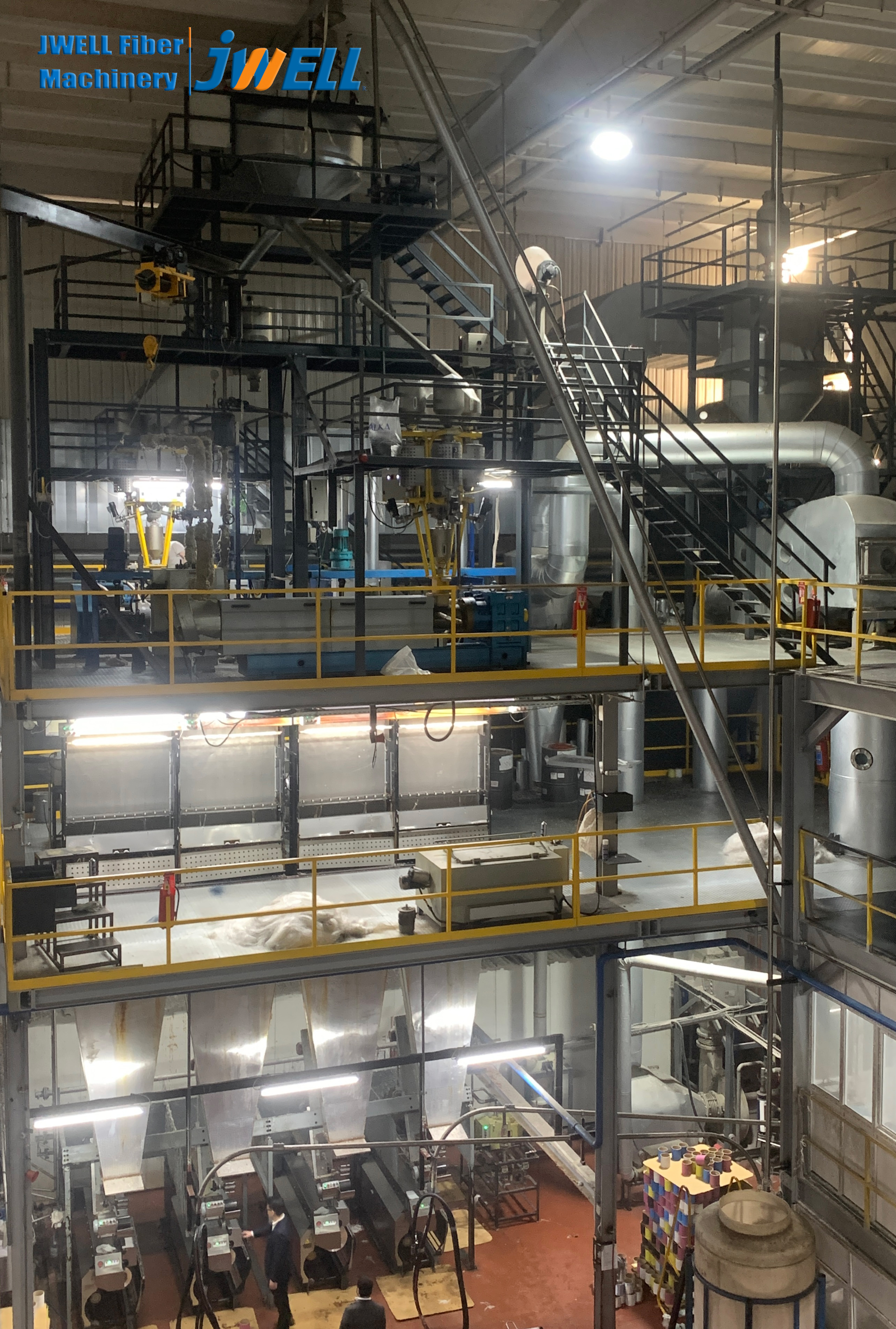 خط غزل خيوط POY المركب من JWELL PET PA6 (موقع العميل)