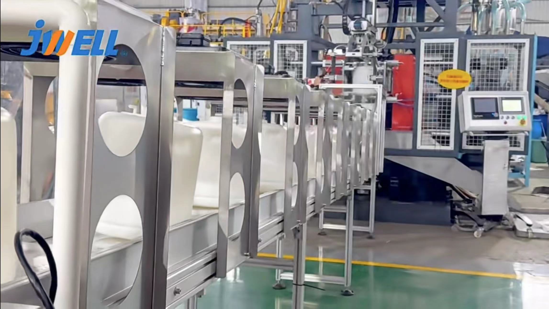 JWELL 50L / 100L آلة التشكيل بالنفخ ذات المحطة المزدوجة لحاوية السوائل الكيميائية ذات البرميل المفتوح