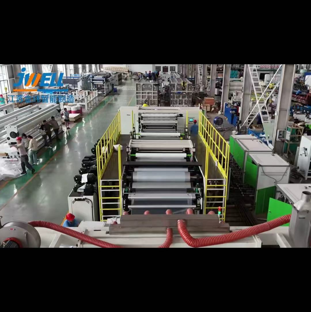 Jwell PE/PP/PET/PS MDO آلة بثق الفيلم الممتد أحادي المحور للتغليف/تغليف البليت الصناعي/تجميع الفيلم/استخدام حماية السطح